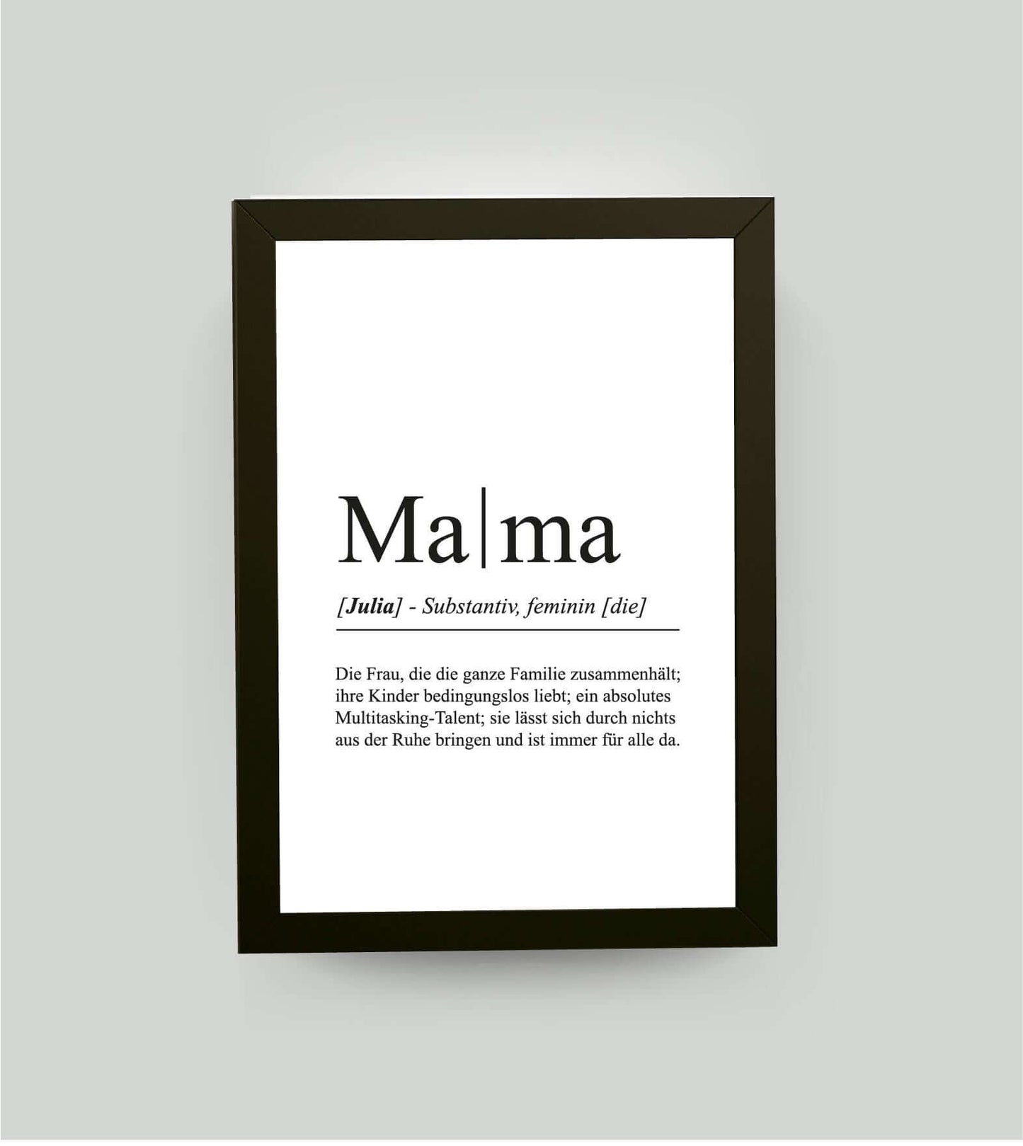 Personalisiertes Bild “Definition MAMA”, DIN A4, mit Rahmen schwarz 21x30cm, ohne Passepartout