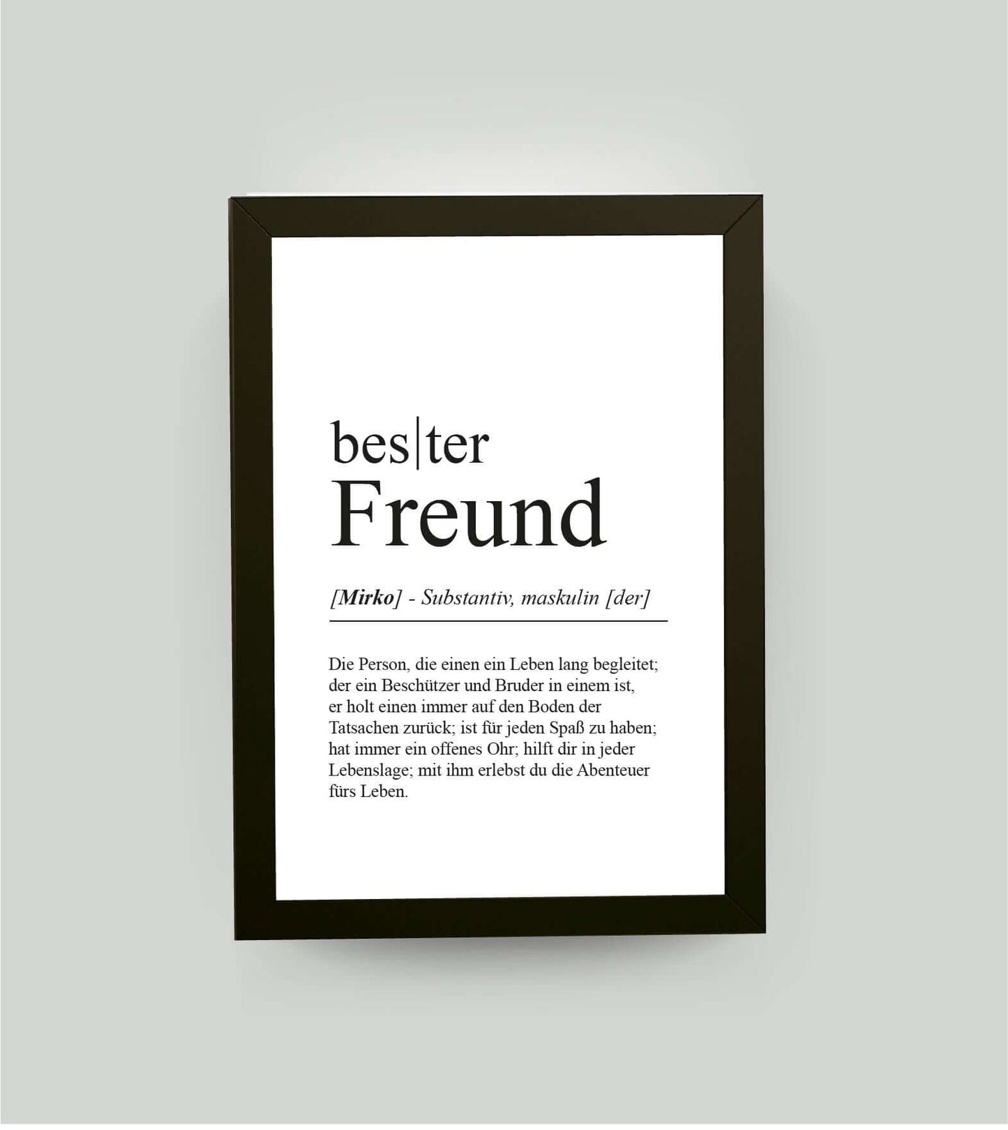 Personalisiertes Bild “Definition BESTER FREUND”, DIN A4, mit Rahmen schwarz 21x30cm, ohne Passepartout, Copyright: 321geschenke.de