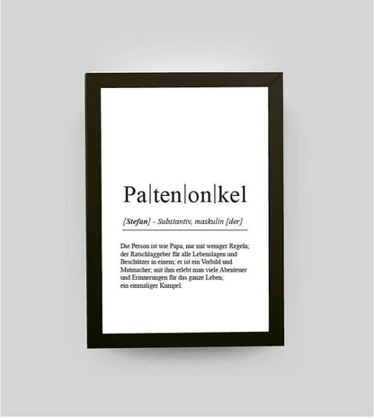 Personalisiertes Bild “Definition PATENONKEL”, DIN A4, mit Rahmen schwarz 21x30cm, ohne Passepartout, Copyright: 321geschenke.de
