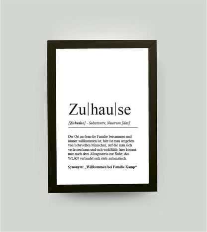 Personalisiertes Bild “Definition ZUHAUSE”, Bildgröße: 13x18cm, Bilderrahmen: Bilderrahmen schwarz ohne Passepartout, , Copyright: 321geschenke.de