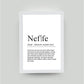 Personalisiertes Bild “Definition NEFFE”, DIN A4, mit Rahmen weiß 21x30cm, ohne Passepartout