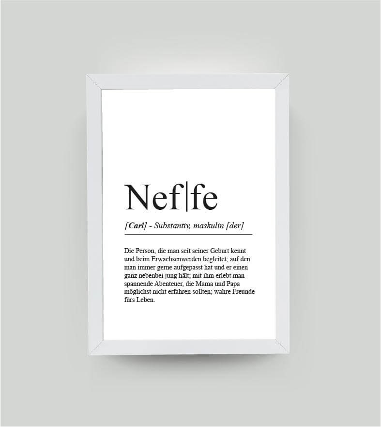 Personalisiertes Bild “Definition NEFFE”, DIN A4, mit Rahmen weiß 21x30cm, ohne Passepartout, Copyright: 321geschenke.de