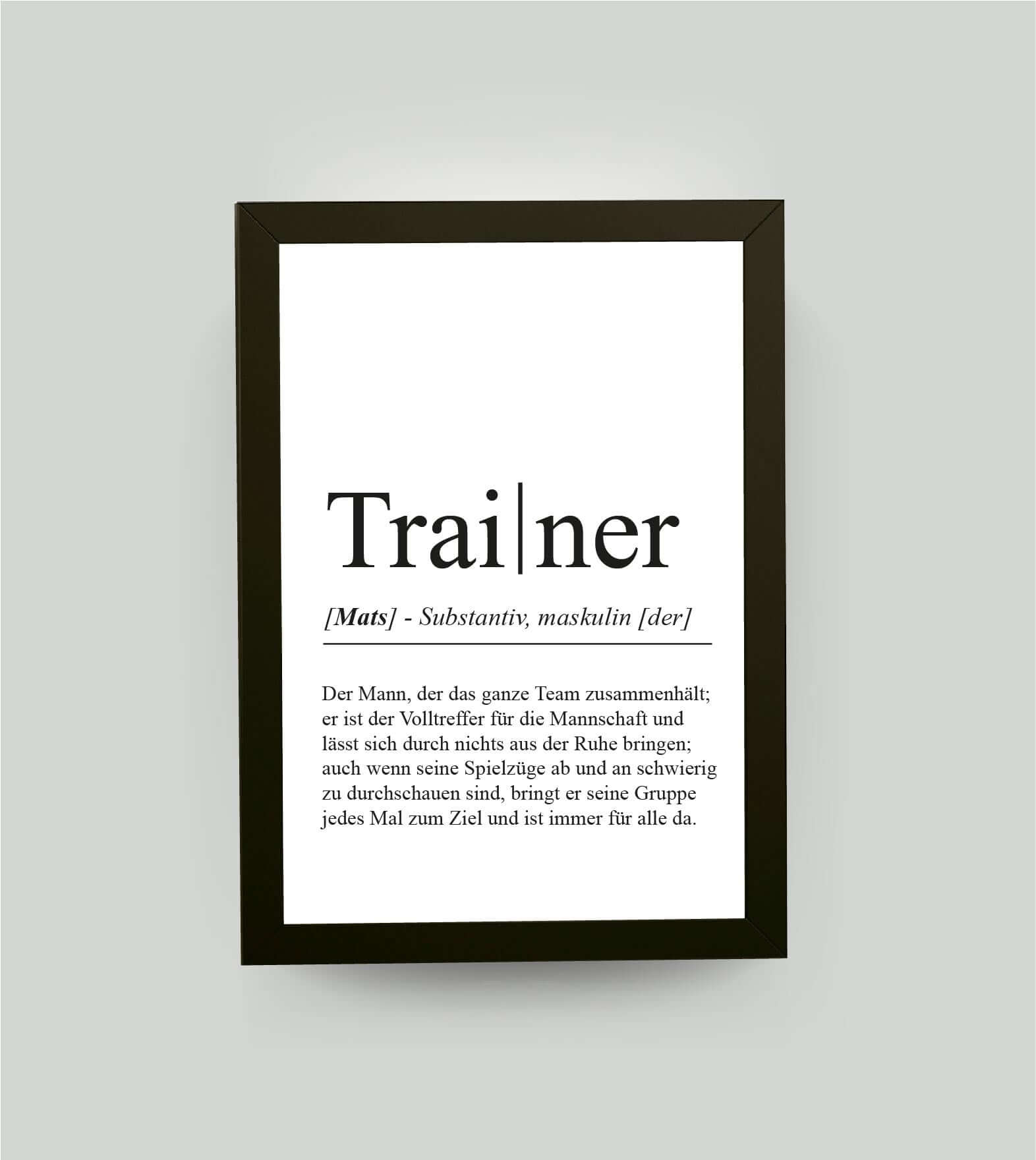 Personalisiertes Bild “Definition TRAINER”, Bildgröße: 13x18cm, Bilderrahmen: Bilderrahmen schwarz ohne Passepartout, , Copyright: 321geschenke.de