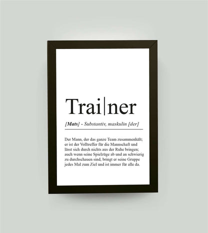 Personalisiertes Bild “Definition TRAINER”, Bildgröße: 13x18cm, Bilderrahmen: Bilderrahmen schwarz ohne Passepartout, , Copyright: 321geschenke.de