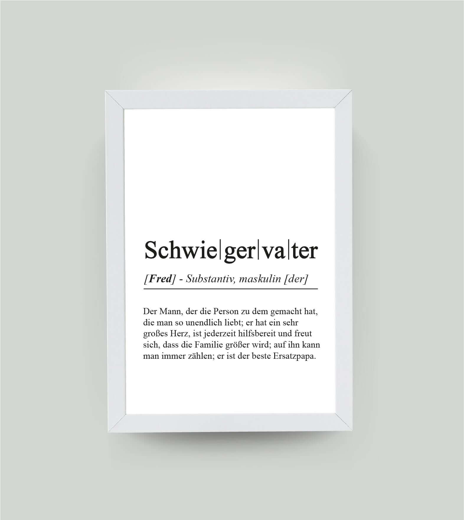 Personalisiertes Bild “Definition SCHWIEGERVATER”, DIN A4, mit Rahmen weiß 21x30cm, ohne Passepartout, Copyright: 321geschenke.de