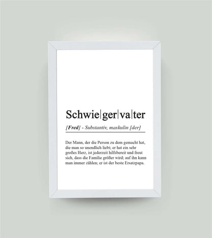 Personalisiertes Bild “Definition SCHWIEGERVATER”, DIN A4, mit Rahmen weiß 21x30cm, ohne Passepartout, Copyright: 321geschenke.de