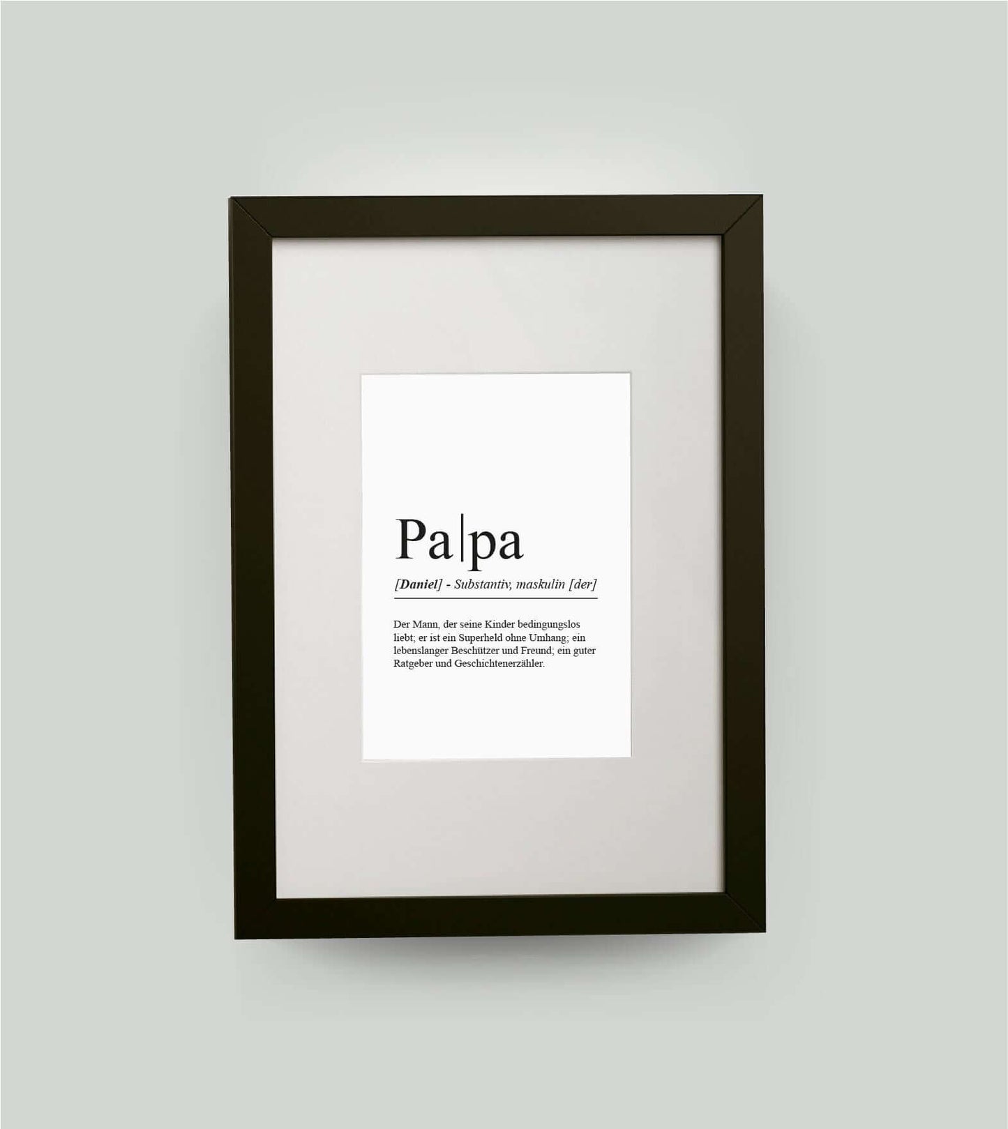 Personalisiertes Bild “Definition PAPA”, DIN 13x18cm, mit Rahmen schwarz 21x30cm, ohne Passepartout