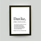 Personalisiertes Bild “Definition DANKE”, DIN A4, mit Rahmen schwarz 21x30cm, ohne Passepartout