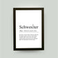 Personalisiertes Bild “Definition SCHWESTER”, DIN A4, mit Rahmen schwarz 21x30cm, ohne Passepartout