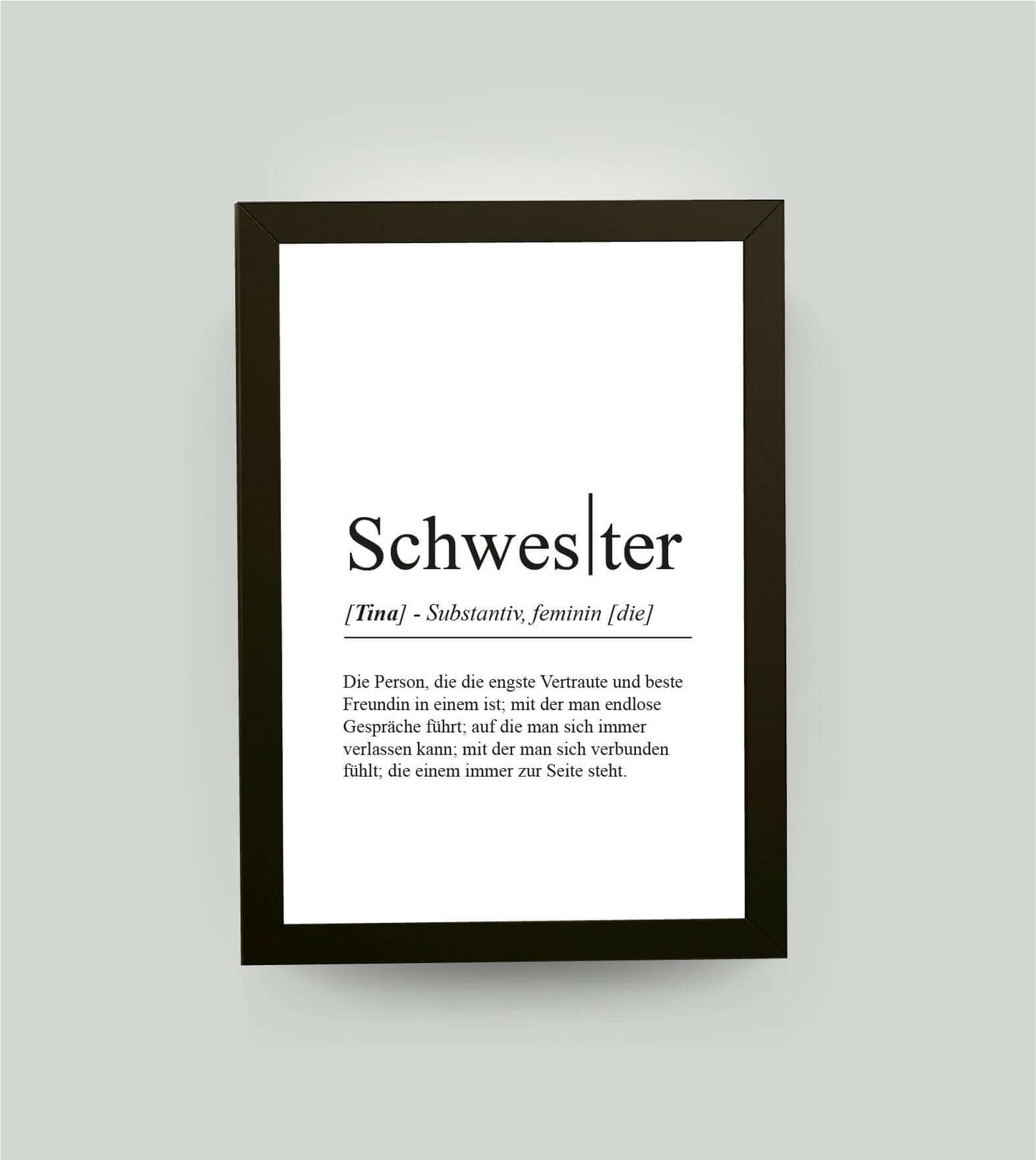 Personalisiertes Bild “Definition SCHWESTER”, DIN A4, mit Rahmen schwarz 21x30cm, ohne Passepartout, Copyright: 321geschenke.de