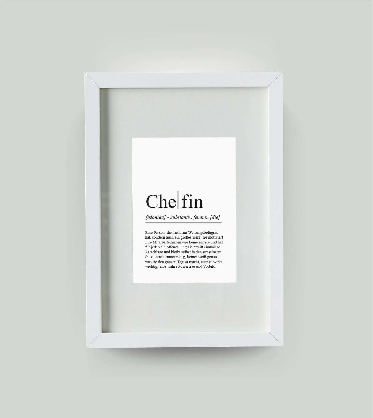 Personalisiertes Bild “Definition CHEFIN”, DIN 13x18cm, mit Rahmen weiß 21x30cm, ohne Passepartout