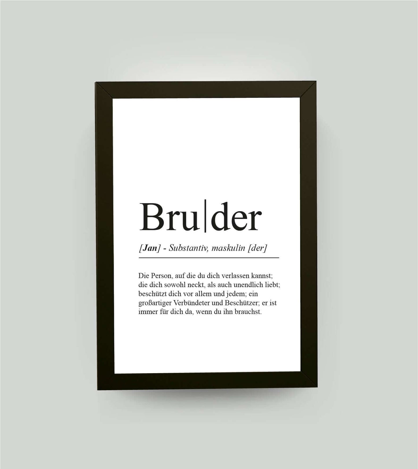 Personalisiertes Bild “Definition BRUDER”, DIN A4, mit Rahmen schwarz 21x30cm, ohne Passepartout, Copyright: 321geschenke.de