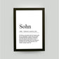 Personalisiertes Bild “Definition SOHN”, DIN A4, mit Rahmen schwarz 21x30cm, ohne Passepartout