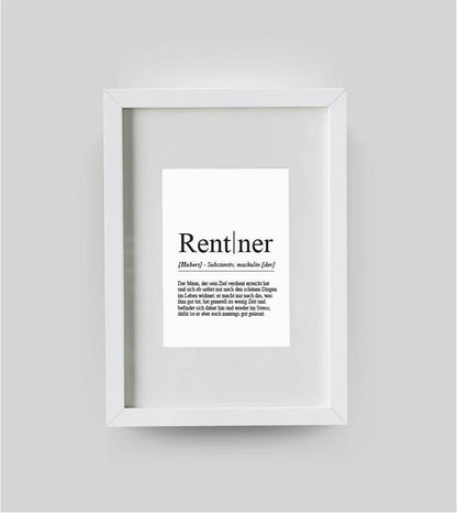 Personalisiertes Bild “Definition RENTNER”, DIN 13x18cm, mit Rahmen weiß 21x30cm, ohne Passepartout, Copyright: 321geschenke.de