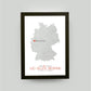 Personalisiertes Koordinaten Bild “Landkarte – Wo alles begann”, Bildfarbe: Grau, Bildgröße: 13x18cm, Bilderrahmen: Bilderrahmen schwarz ohne Passepartout, Copyright: 321geschenke.de