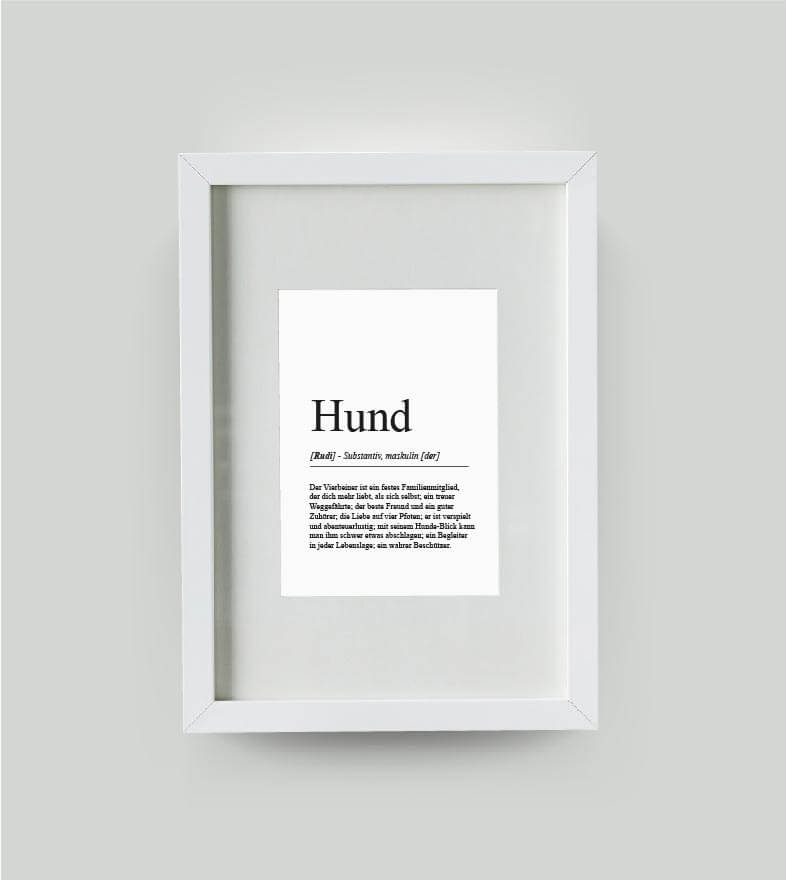 Personalisiertes Bild “Definition HUND”, DIN A4, mit Rahmen schwarz 21x30cm, ohne Passepartout, Copyright: 321geschenke.de