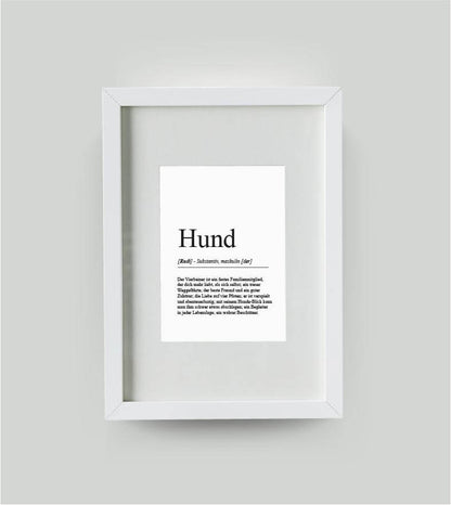 Personalisiertes Bild “Definition HUND”, DIN A4, mit Rahmen schwarz 21x30cm, ohne Passepartout
