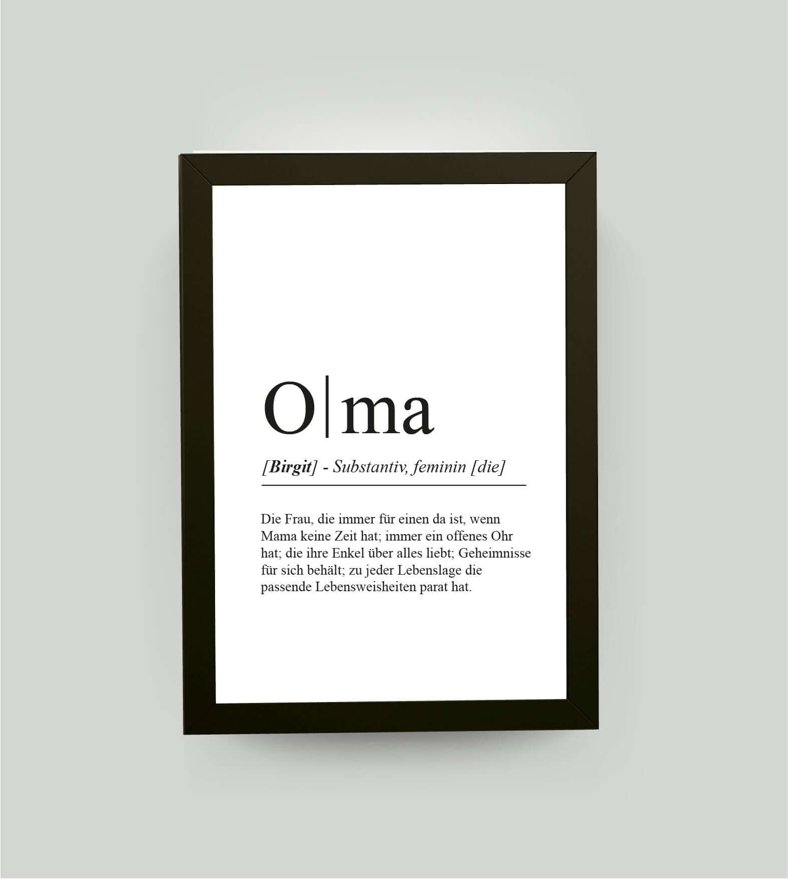 Personalisiertes Bild “Definition OMA”, DIN A4, mit Rahmen schwarz 21x30cm, ohne Passepartout