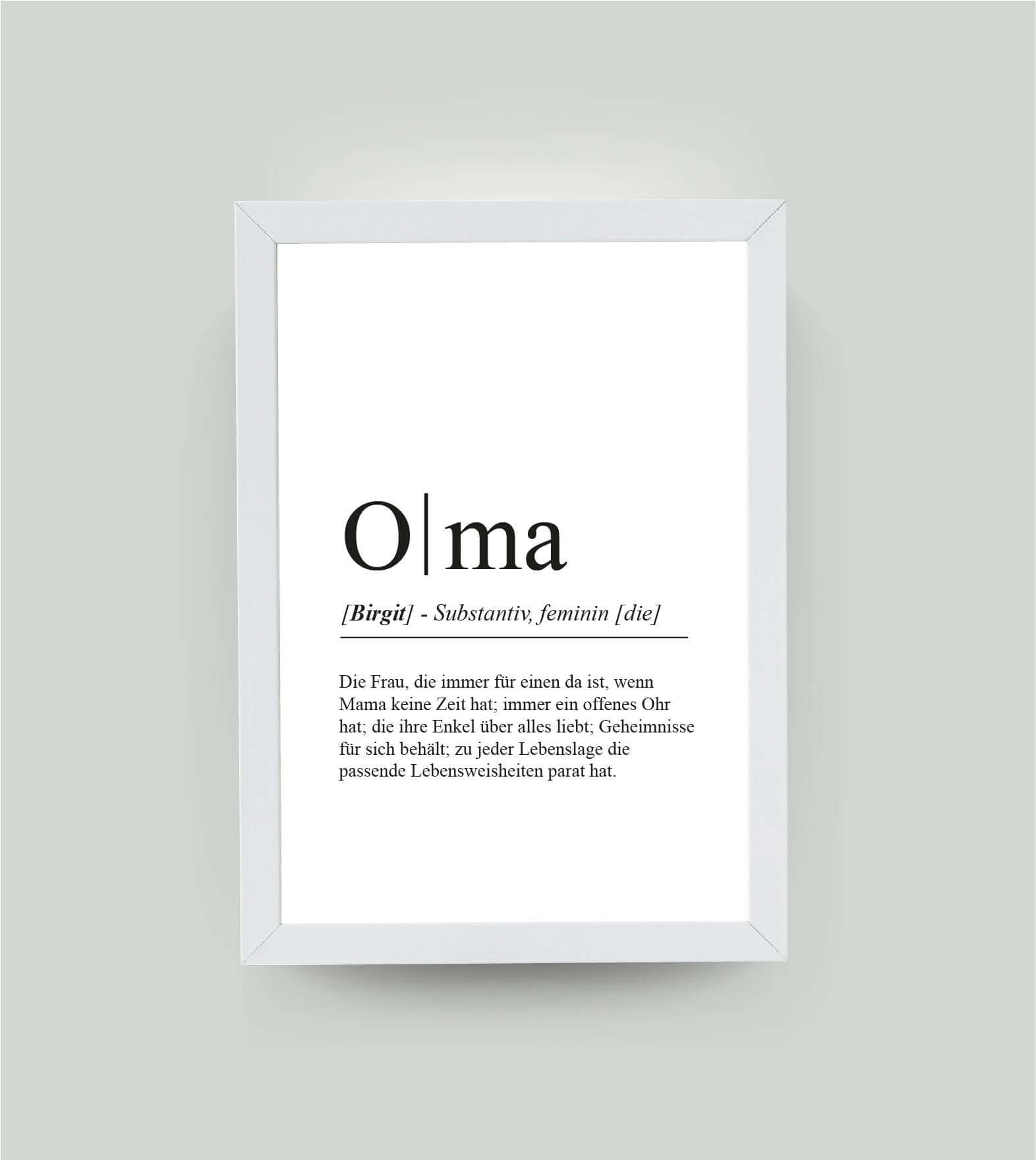 Personalisiertes Bild “Definition OMA”, DIN A4, mit Rahmen weiß 21x30cm, ohne Passepartout, Copyright: 321geschenke.de