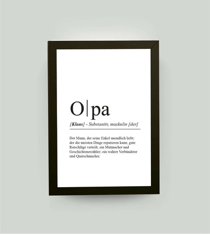 Personalisiertes Bild “Definition OPA”, DIN A4, mit Rahmen schwarz 21x30cm, ohne Passepartout