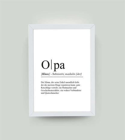 Personalisiertes Bild “Definition OPA”, DIN A4, mit Rahmen weiß 21x30cm, ohne Passepartout