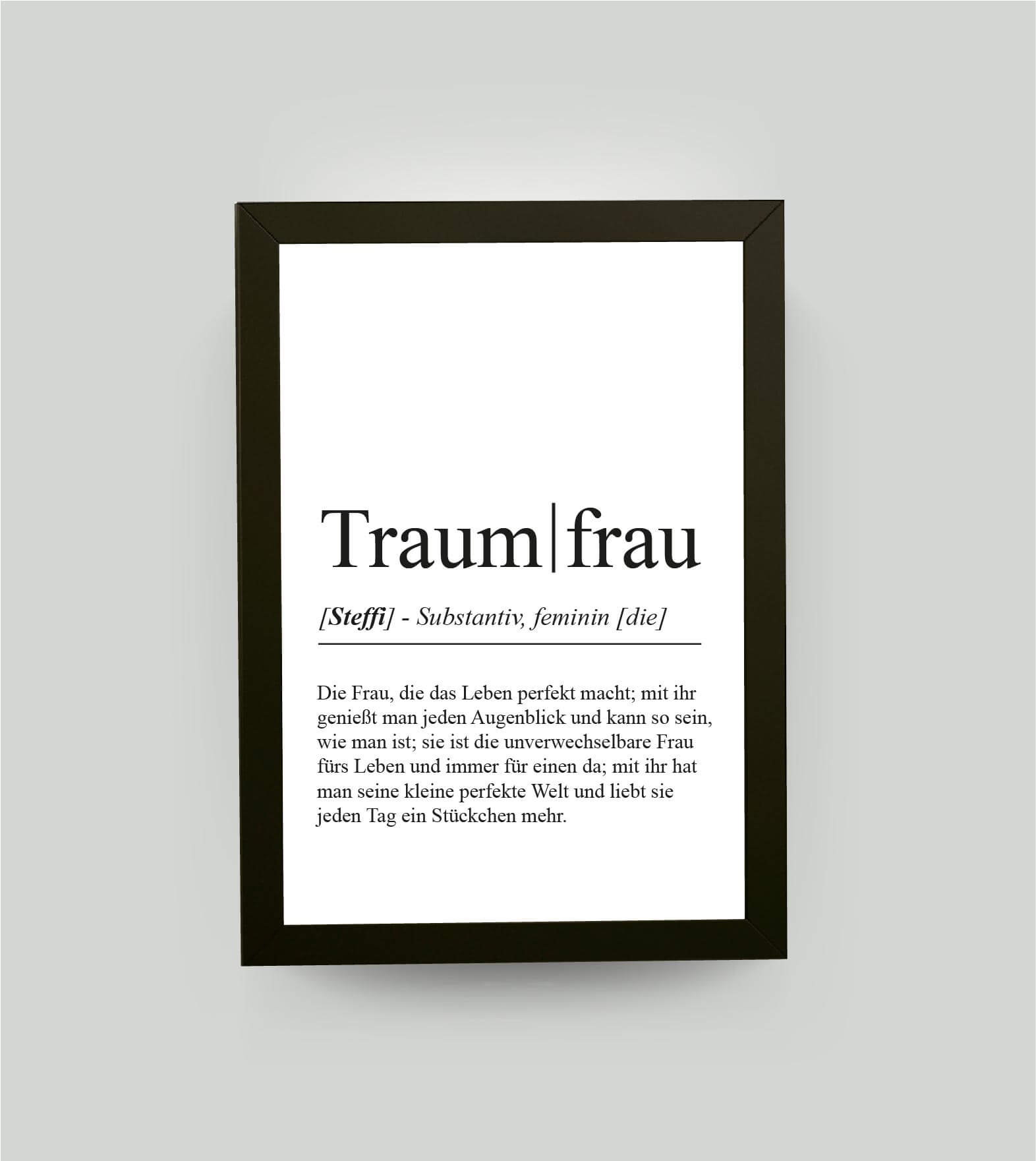 Personalisiertes Bild “Definition TRAUMFRAU”, Bildgröße: 13x18cm, Bilderrahmen: Bilderrahmen schwarz ohne Passepartout, , Copyright: 321geschenke.de