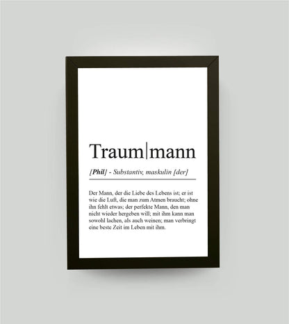 Personalisiertes Bild “Definition TRAUMMANN”, Bildgröße: 13x18cm, Bilderrahmen: Bilderrahmen schwarz ohne Passepartout, , Copyright: 321geschenke.de