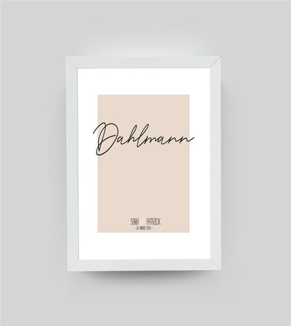 Personalisiertes Poster “Nachname”, Bildfarbe: Beige, Bildgröße: 13x18cm, Bilderrahmen: Ohne Bilderrahmen, Copyright: 321geschenke.de