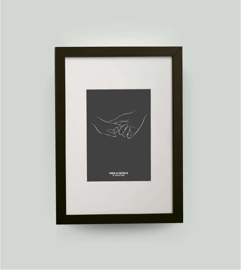 Personalisiertes Bild "FOREVER TOGETHER", Bildfarbe: Anthrazit/Schwarz, Bildgröße: 13x18cm, DIN A4, DIN A3, Bilderrahmen: Bilderrahmen schwarz mit Passepartout, Copyright:321geschenke.de