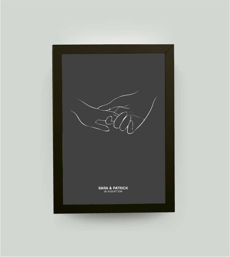 Personalisiertes Bild "FOREVER TOGETHER", Bildfarbe: Anthrazit/Schwarz, Bildgröße: 13x18cm, DIN A4, DIN A3, Bilderrahmen: Bilderrahmen schwarz ohne Passepartout, Copyright:321geschenke.de