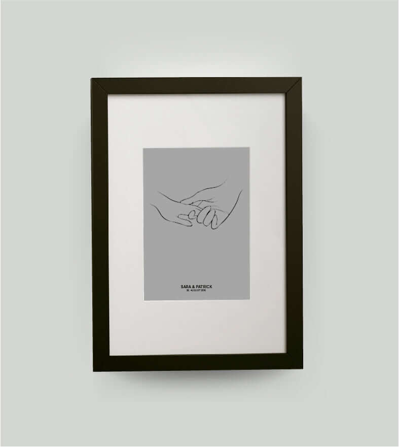 Personalisiertes Bild "FOREVER TOGETHER", Bildfarbe: Grau, Bildgröße: 13x18cm, DIN A4, DIN A3, Bilderrahmen: Bilderrahmen schwarz mit Passepartout, Copyright:321geschenke.de
