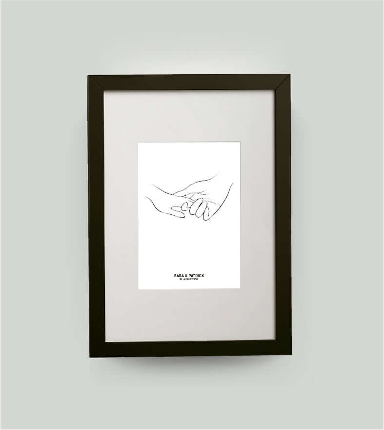 Personalisiertes Bild "FOREVER TOGETHER", Bildfarbe: Weiß, Bildgröße: 13x18cm, DIN A4, DIN A3, Bilderrahmen: Bilderrahmen schwarz mit Passepartout, Copyright:321geschenke.de
