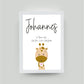 Personalisiertes Geburtsposter “GIRAFFE mit Herz”, Motiv: Giraffe, Bildgröße: 13x18cm, Bilderrahmen: Bilderrahmen weiß ohne Passepartout, Copyright: 321geschenke.de Sonderanfertigung: Unsere Bilder nach euren Wünschen verändert.