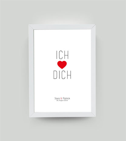 Personalisiertes Bild „Ich liebe Dich”, Bildfarbe: Weiß, Bildgröße: 13x18cm, Bilderrahmen: Ohne Bilderrahmen, Copyright:321geschenke.de