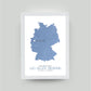 Personalisiertes Koordinaten Bild “Landkarte – Wo alles begann”, Bildfarbe: Blau, Bildgröße: 13x18cm, Bilderrahmen: Ohne Bilderrahmen, Copyright: 321geschenke.de