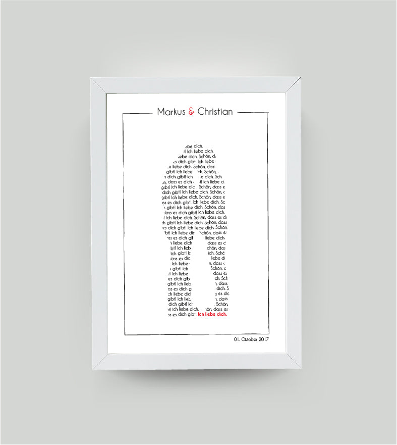 Personalisiertes Bild „Liebespaar”, Bildgröße: 13x18cm, DIN A4, DIN A3, Bilderrahmen: Ohne Bilderrahmen, Bilderrahmen weiß ohne Passepartout, Bilderrahmen schwarz ohne Passepartout, Bilderrahmen weiß mit Passepartout, Bilderrahmen schwarz mit Passepartout, , Copyright:321geschenke.de