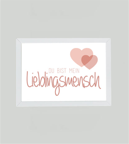 Personalisiertes Bild „Lieblingsmensch”, Bildfarbe: Rosa, Bildgröße: 13x18cm, Bilderrahmen: Ohne Bilderrahmen, Copyright:321geschenke.de