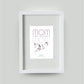 Personalisiertes Bild “MOM = WOW”, Bildfarbe: Weiß, Bildgröße: DIN A4, Bilderrahmen: Bilderrahmen weiß mit Passepartout, Copyright: 321geschenke.de