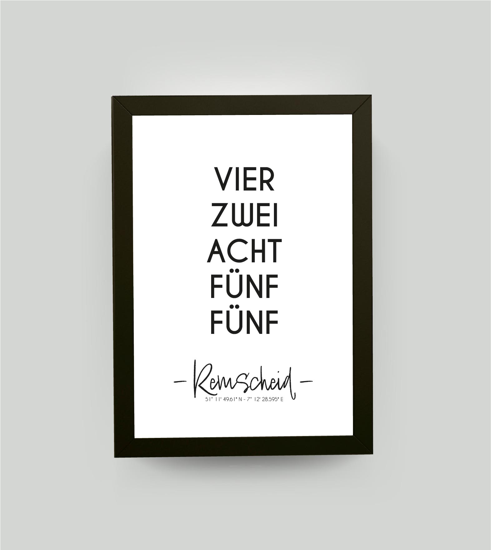 Personalisiertes Koordinatenposter "PLZ" Postleitzahl, Bildfarbe: Weiß, Bildgröße: 13x18cm, Bilderrahmen: Bilderrahmen schwarz ohne Passepartout, Copyright: 321geschenke.de