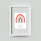 Personalisiertes Babyposter “Regenbogen” rosa, 13x18cm, mit Rahmen weiß 21x30cm, mit Passepartout