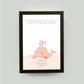 Personalisiertes Bild „Taufe Wal”, Bildfarbe: Rosa/Orange, Bildgröße: DIN A3, Bilderrahmen: Bilderrahmen schwarz ohne Passepartout, Copyright:321geschenke.de