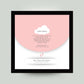 Personalisiertes Babyposter “Taufspruch” in rosa, viereckig 25x25cm, mit Rahmen schwarz 27x27cm, ohne Passepartout