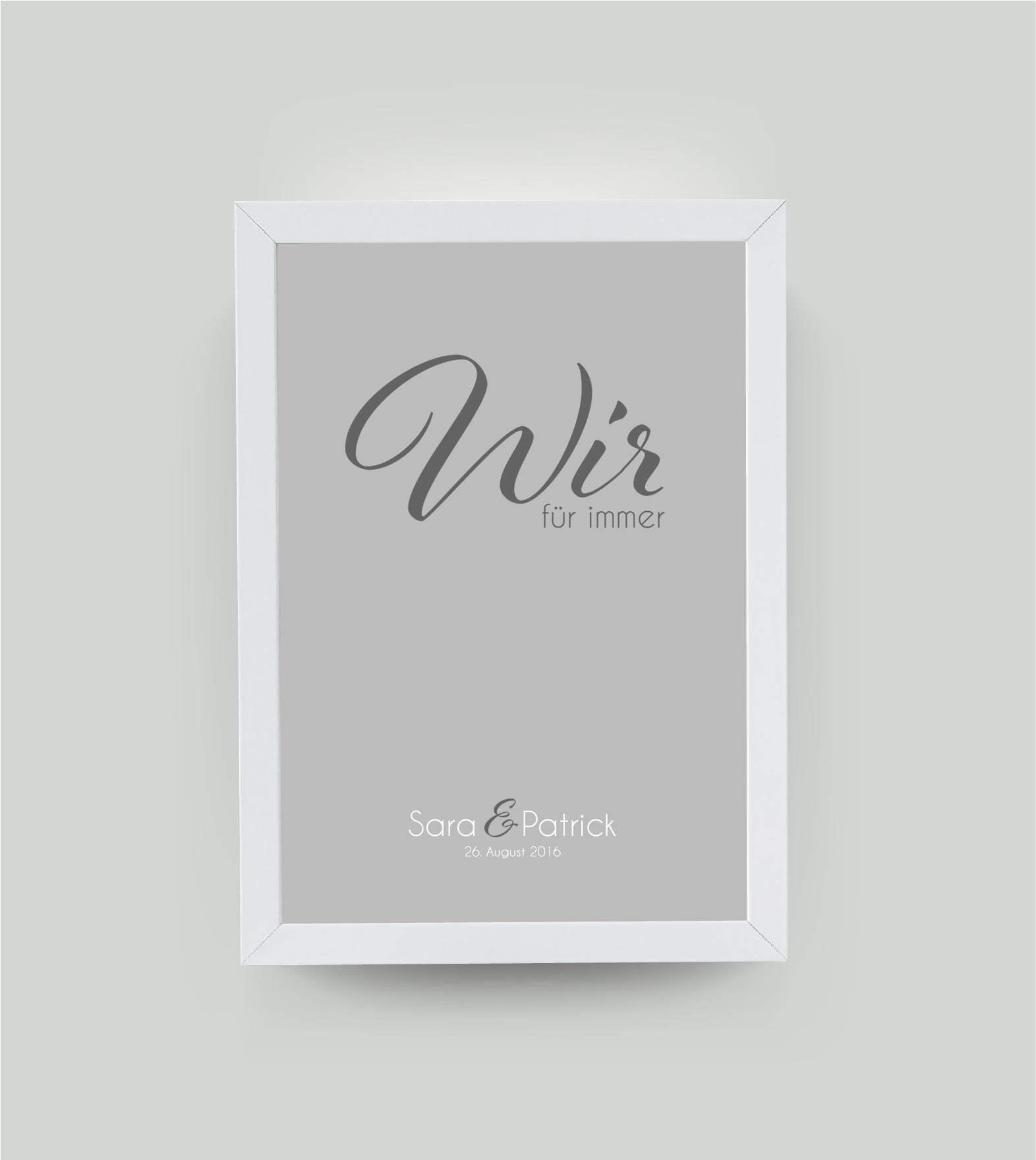 Personalisiertes Bild “WIR - für immer”, Bildfarbe: Grau, Bildgröße: 13x18cm, Bilderrahmen: Ohne Bilderrahmen,Copyright: 321geschenke.de