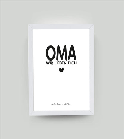 Personalisiertes Bild “OMA – Wir lieben dich”, Bildgröße: 13x18cm, Bilderrahmen: Ohne Bilderrahmen, , Copyright: 321geschenke.de