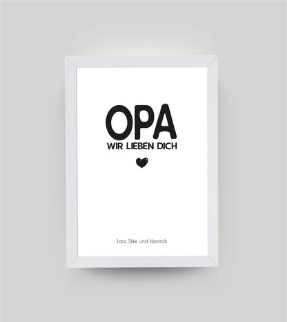 Personalisiertes Bild “OPA – Wir lieben dich”, Bildgröße: 13x18cm, Bilderrahmen: Ohne Bilderrahmen, , Copyright: 321geschenke.de